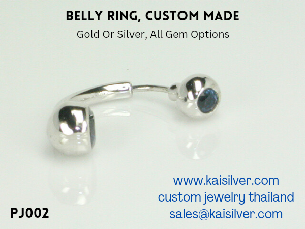 custom belly ring with gemstones