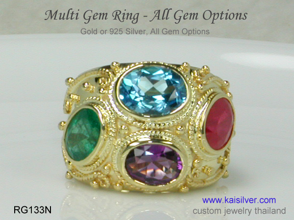 rings with many gems multiple gemstones