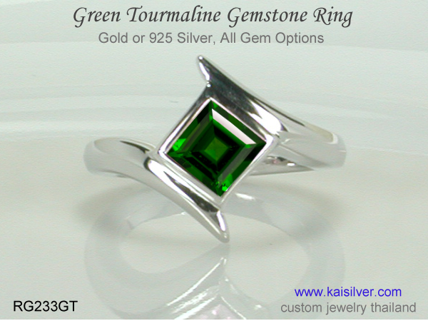 ring with green gemstone 