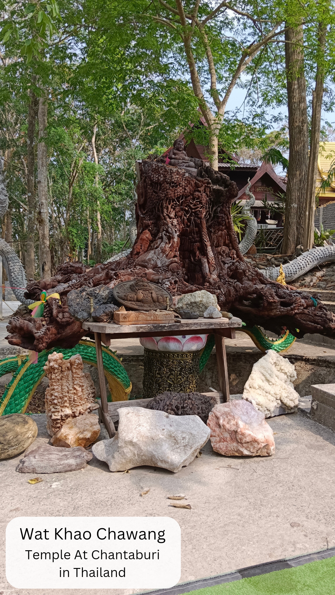 wat khao chawang thailand at chantaburi carved tree stub