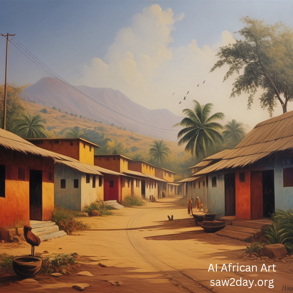 africa traditional village AI art 