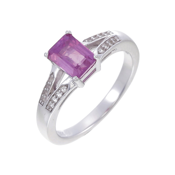 pink sapphire silver ring