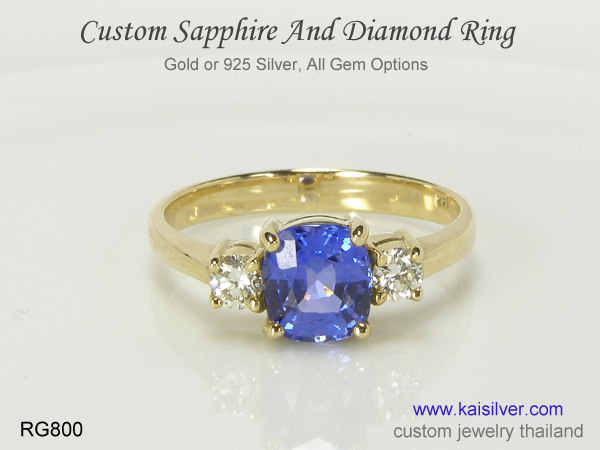 gem ring blue sapphire pink