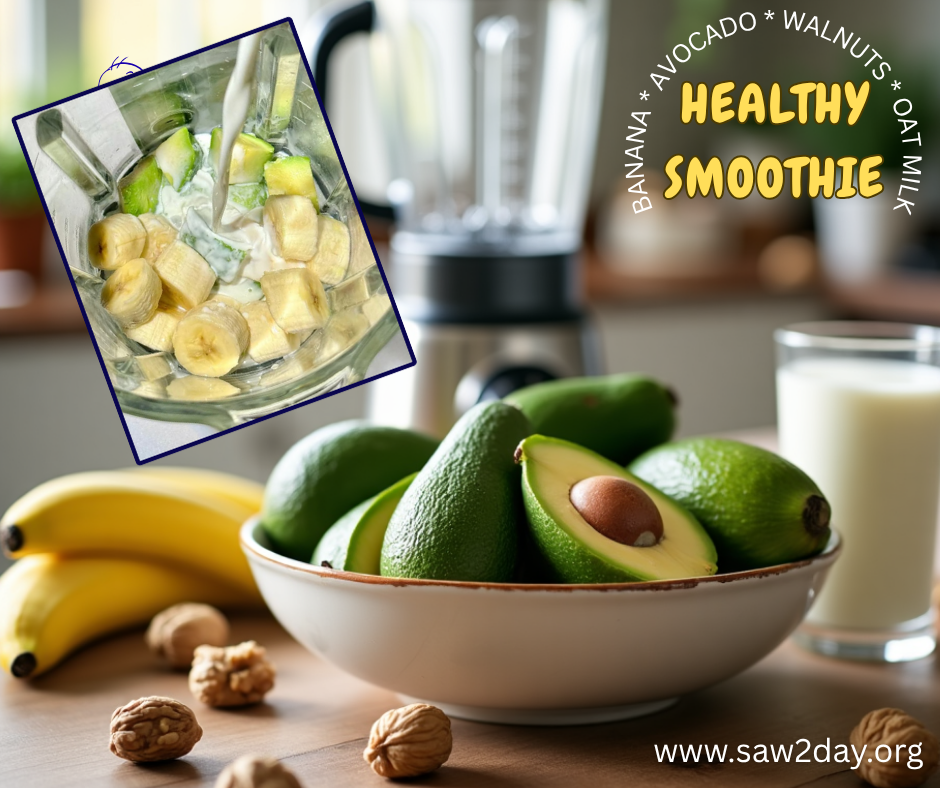 smoothie avocado, walnuts, banana and oat milk