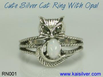 cat gemstone ring opal