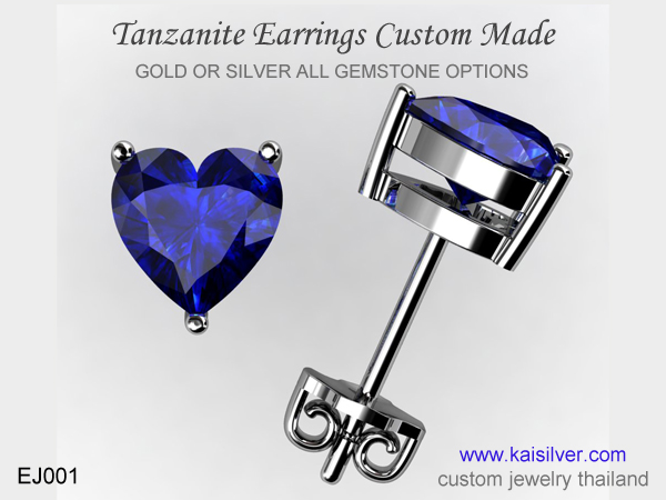 gemstone earrings tanzanite heart 