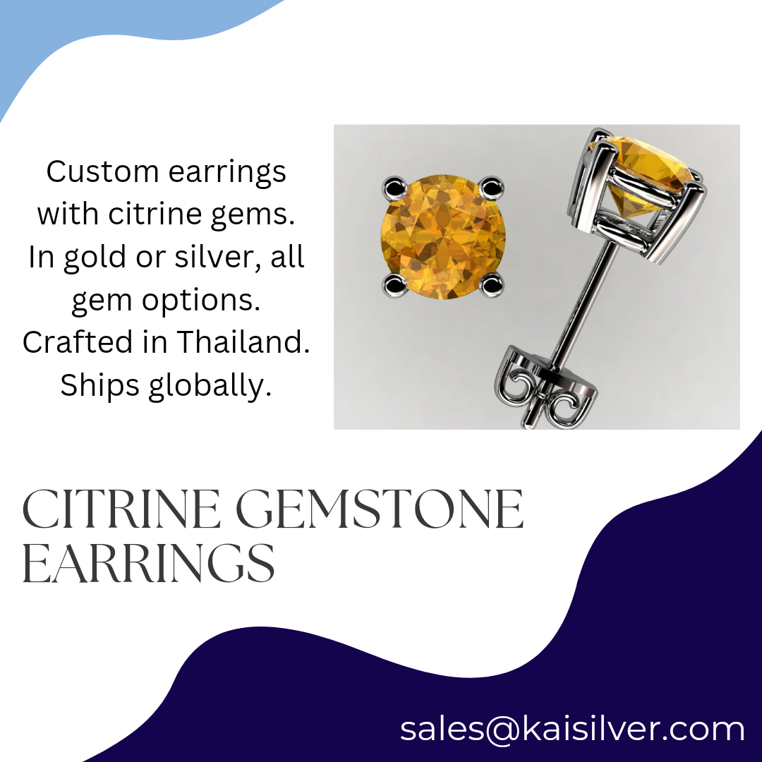 custom earrings round gemstone