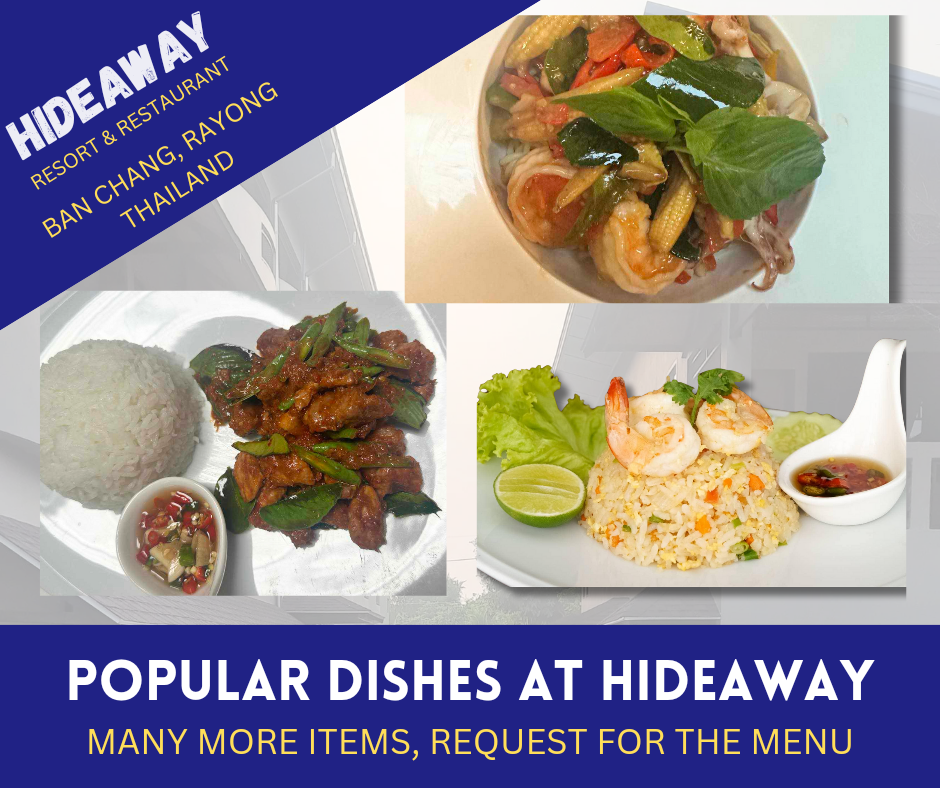 food at hideaway ban chang in thailand at rayong