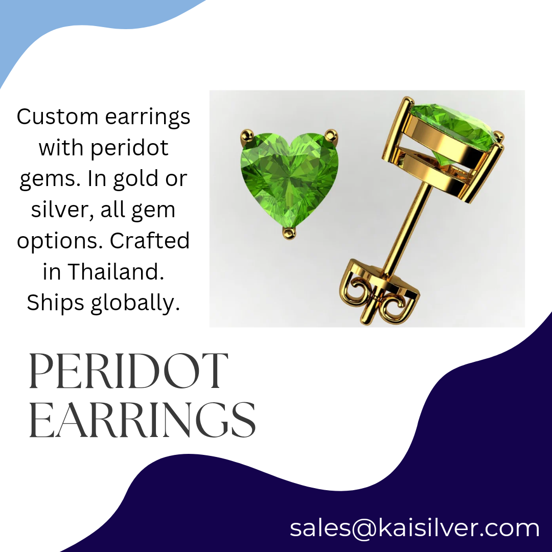 heart earrings peridot silver or gold