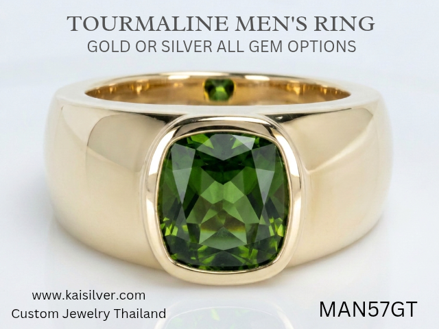 green tourmaline gemstone ring