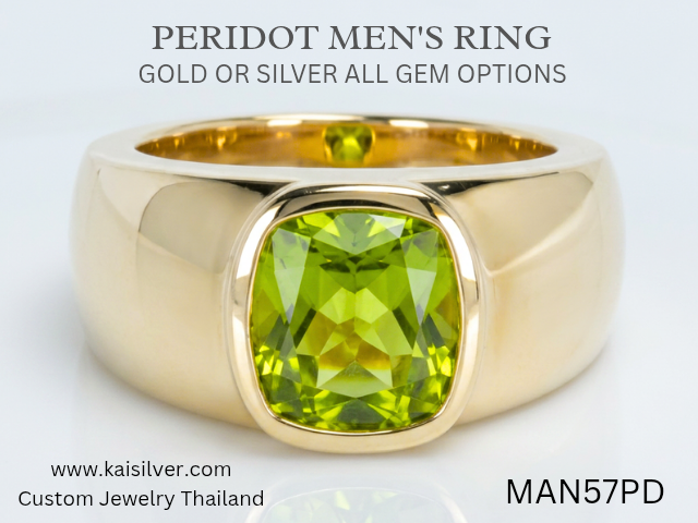 green gem men's ring with peridot