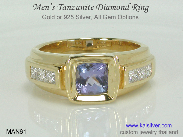 men's tanzanite diamond engagement wedding ring