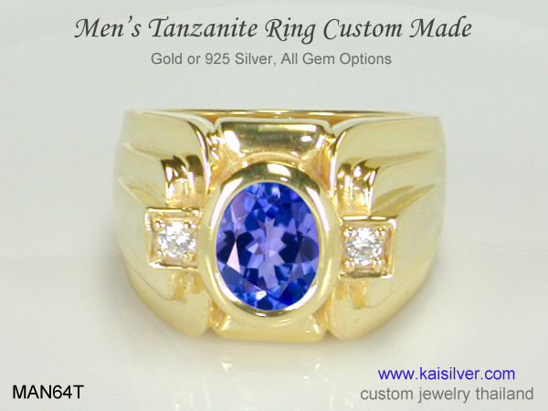 tanzanite diamond ring gold or silver for men
