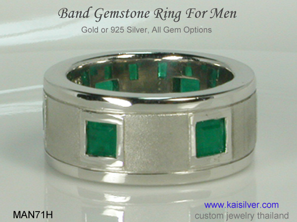 men's emerald gemstone ring