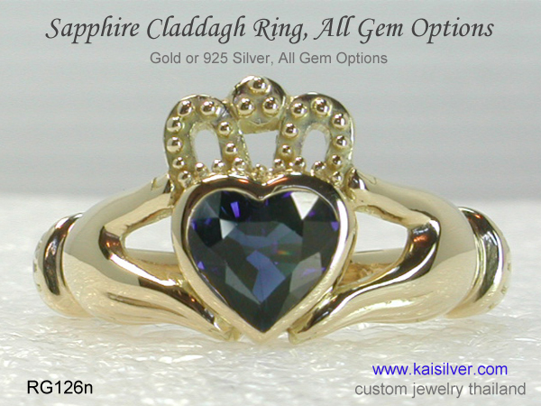 claddagh ring with sapphire