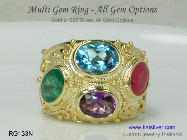 rings with many gems multiple gemstones