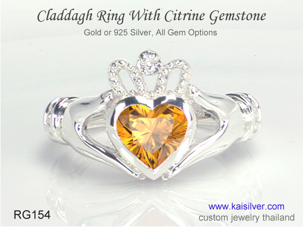 gemstone cladagh ring citrine