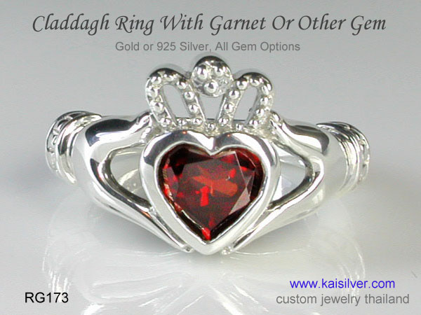 gemstone cladagh ring 
