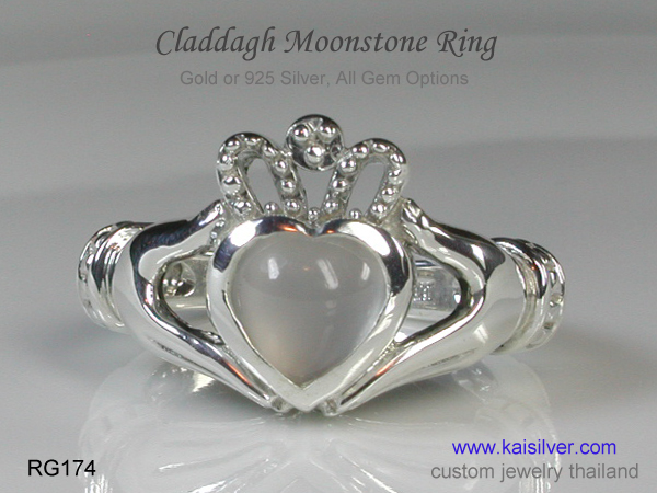 moonstone claddagh ring 