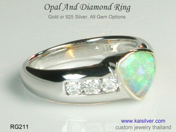 color play effect on opal gemstones
