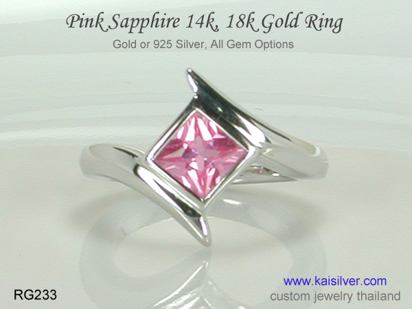 white gold pink sapphire gemstone ring