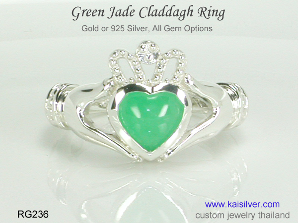 jade claddagh ring 