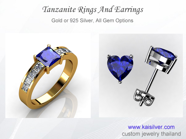 tanzanite rings and earrings 